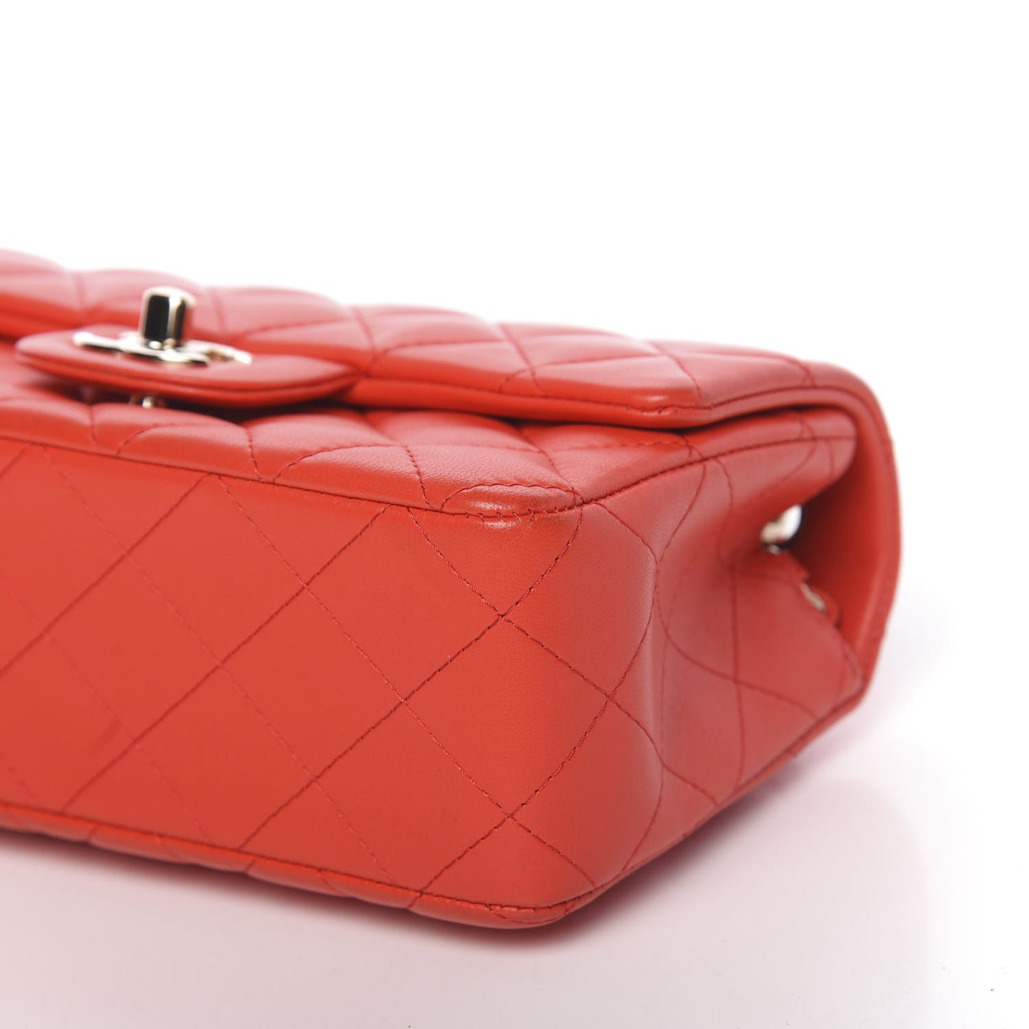 Lambskin Quilted Mini Rectangular Flap Red