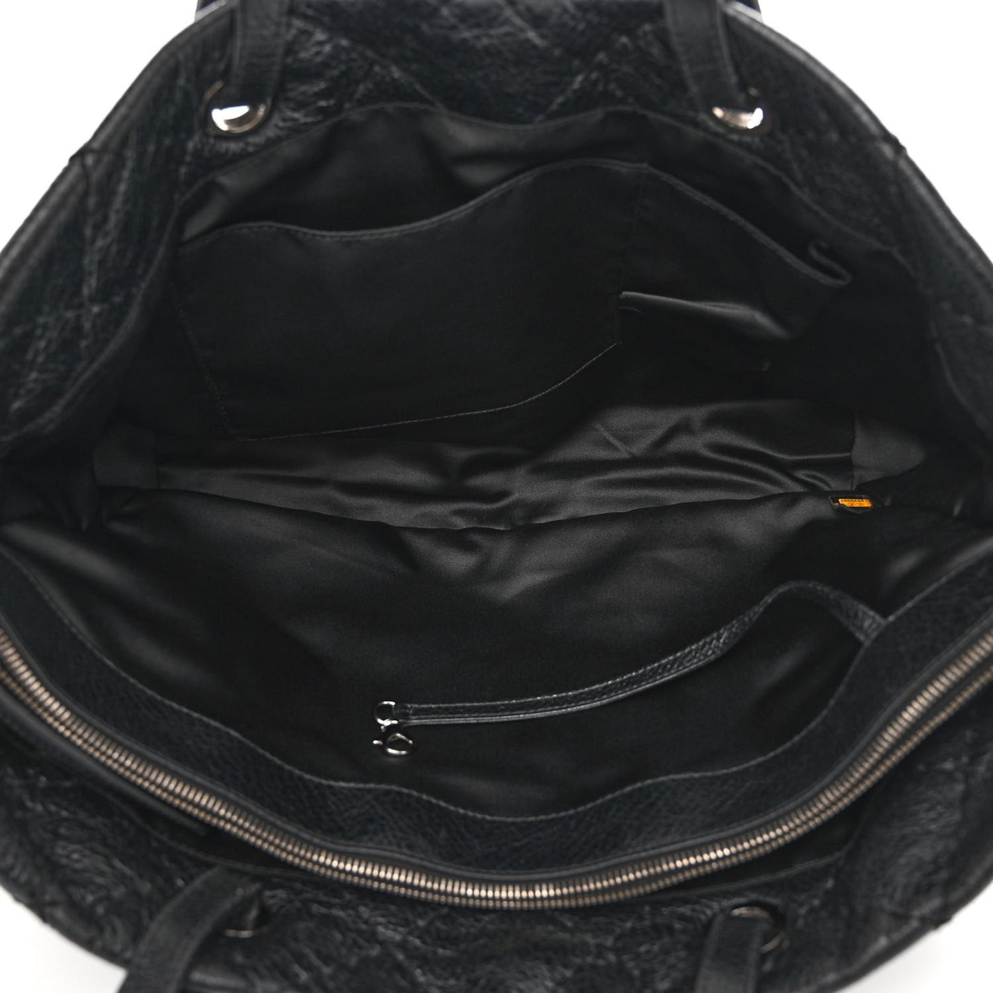 Glazed Calfskin Large On The Road Tote Black