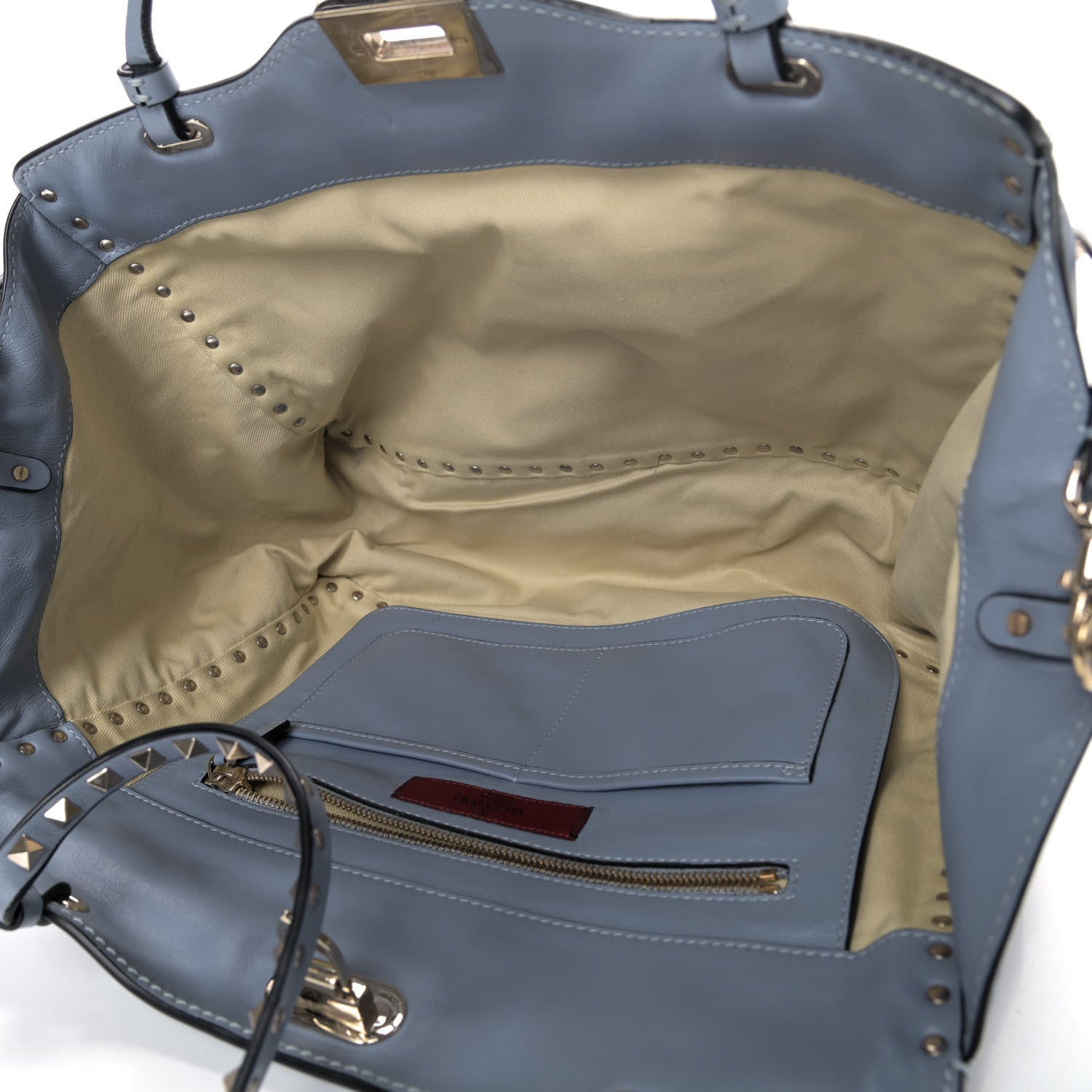 Valentino Garavani Vitello Medium Rockstud Tote London Stone 4 of 6