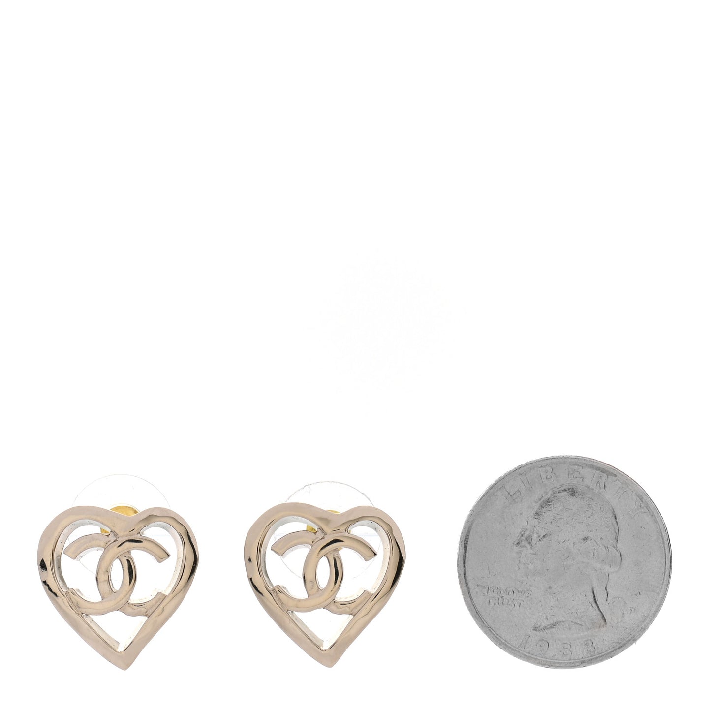 Metal CC Heart Coco In Love Earrings Gold
