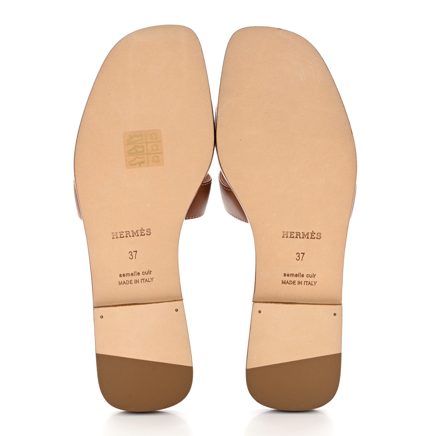 Hermes Box Calfskin Oran Sandals 37 Gold 5 of 8