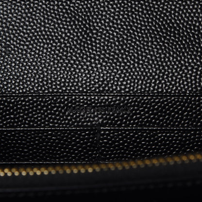 Saint Laurent Grain De Poudre Matelasse Chevron Monogram Chain Wallet Black 7 of 7