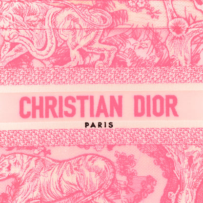 Christian Dior Transparent Canvas Embroidered Small Toile De Jouy Reverse Book Tote Fluorescent Pink 8 of 12