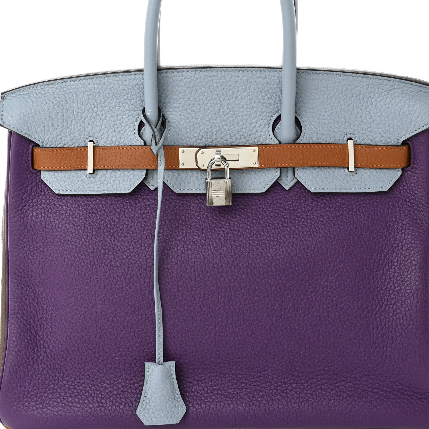 Hermes Taurillon Clemence Arlequin Birkin 35 Ultraviolet Etain Bleu Lin Bleu Orage Gold 8 of 19