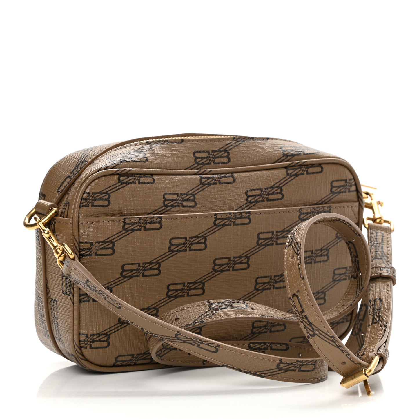Coated Canvas BB Monogram Small Signature Camera Bag Beige Brown