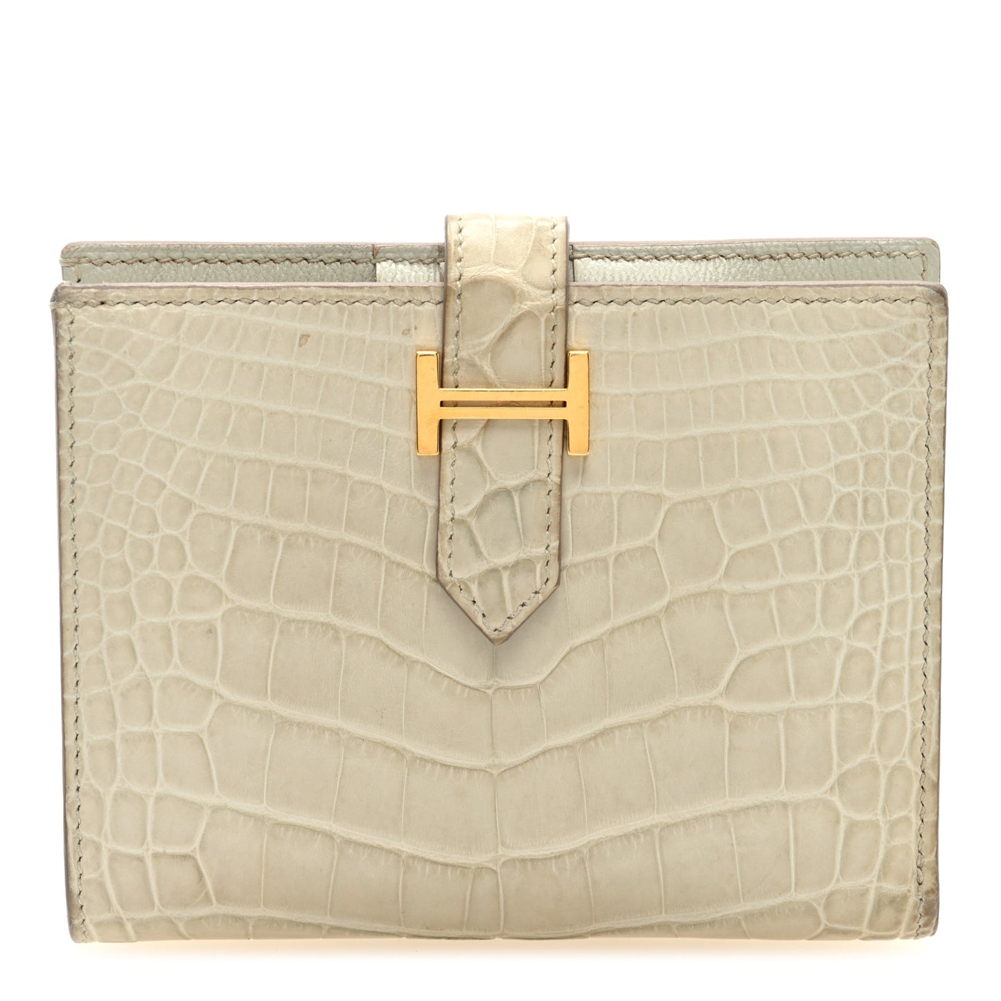 Matte Alligator Bearn Compact Wallet Beton