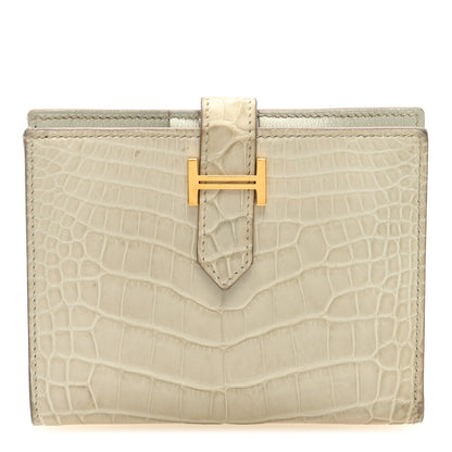 Hermes Matte Alligator Bearn Compact Wallet Beton 1 of 6