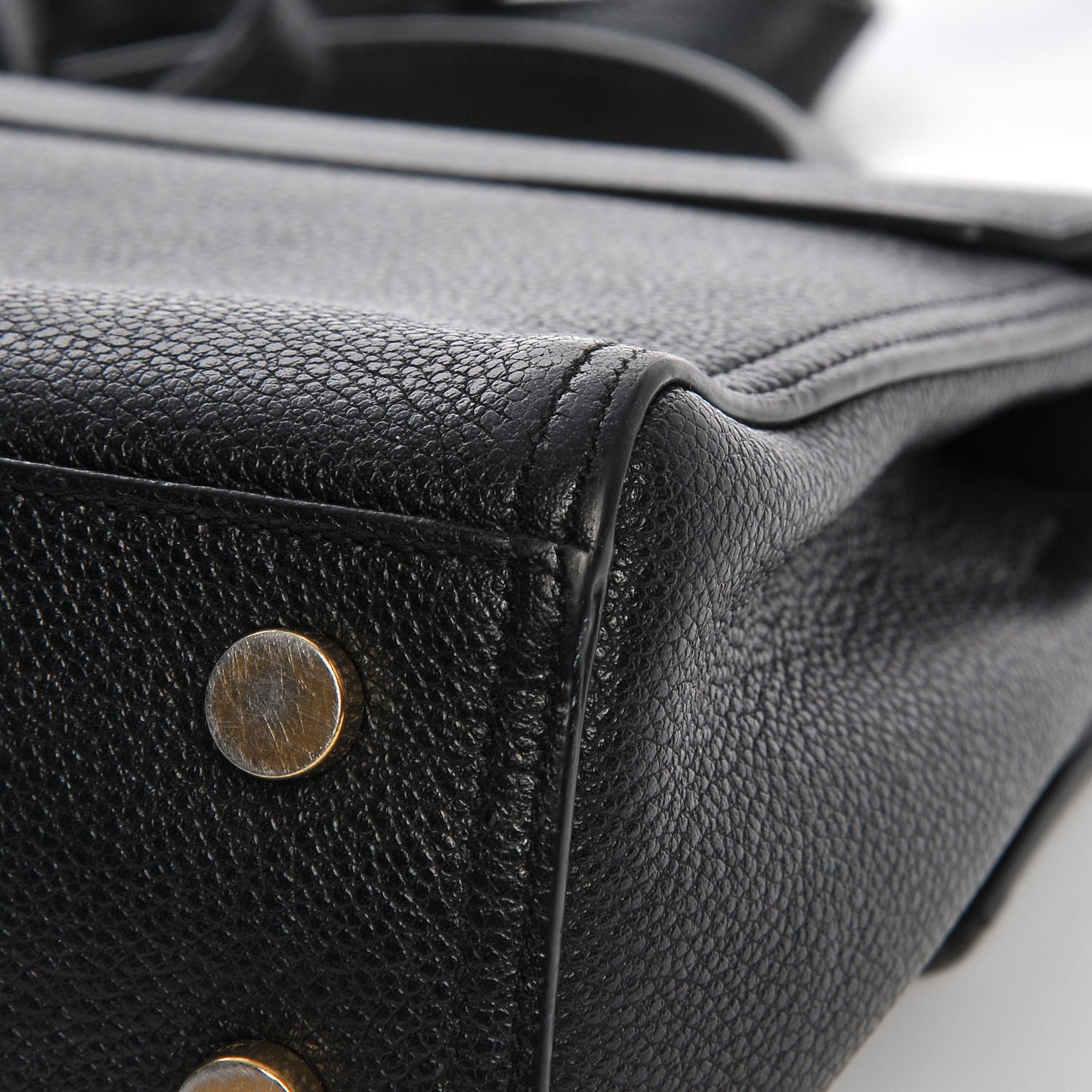 Grained Calfskin Small Moujik Top Handle Bag Black