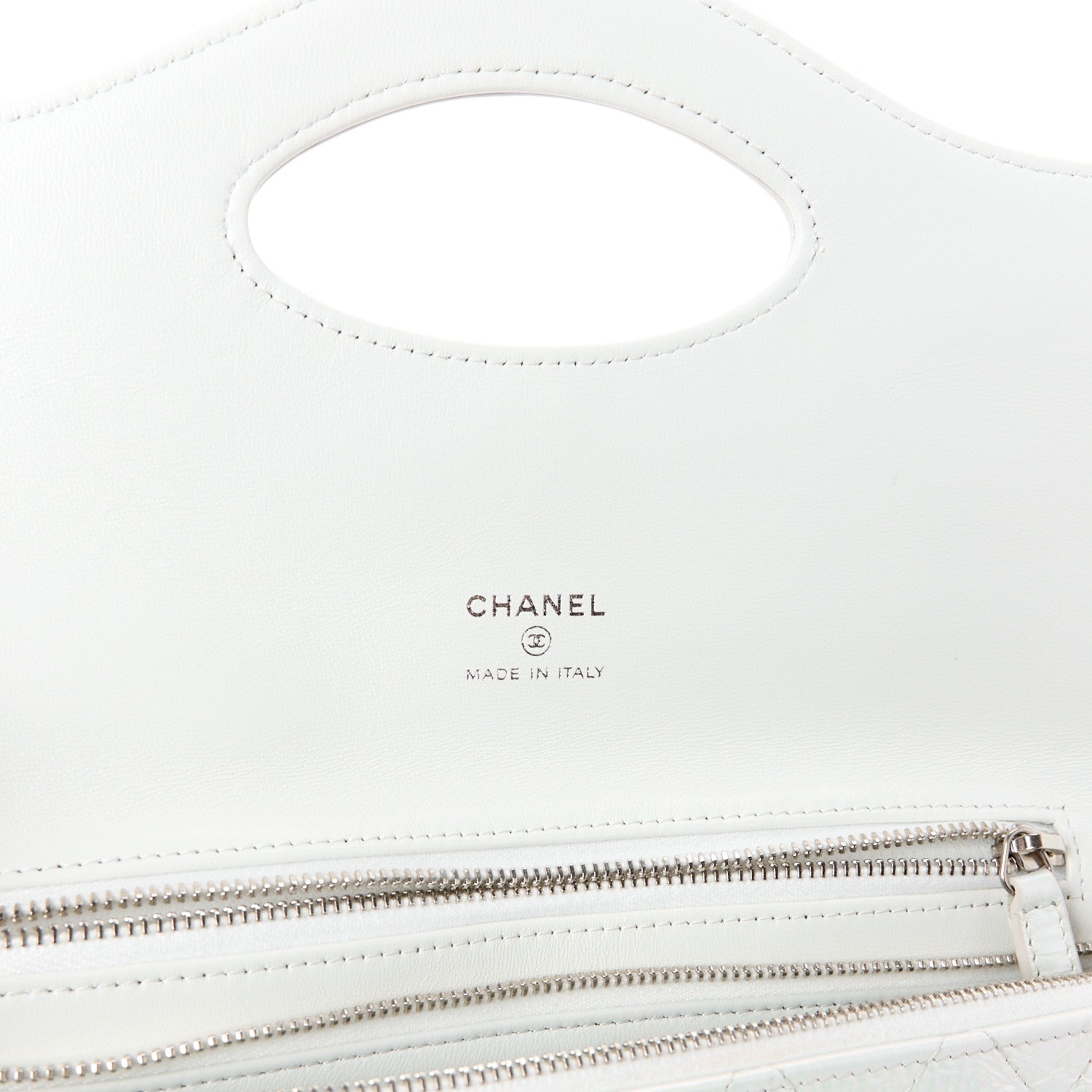 Chanel Iridescent Aged Calfskin Quilted Small 31 Pouch White 7 of 11