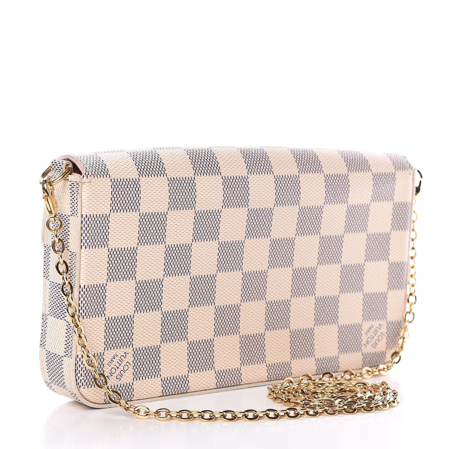 Louis Vuitton Damier Azur Pochette Felicie Chain Wallet Rose Ballerine 3 of 9