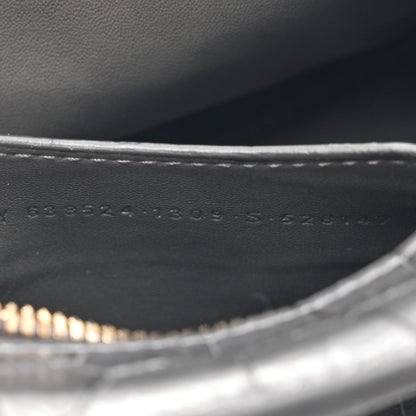 Balenciaga Shiny Supple Calfskin Crocodile Embossed Neo Classic Gold Hardware Mini City Black 8 of 13