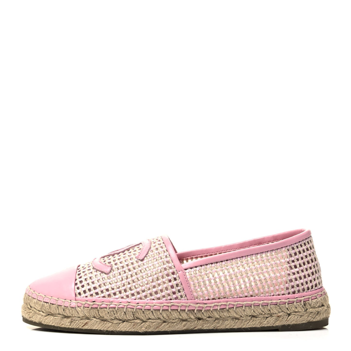 Mesh Lambskin CC Espadrilles 41 Light Pink Beige