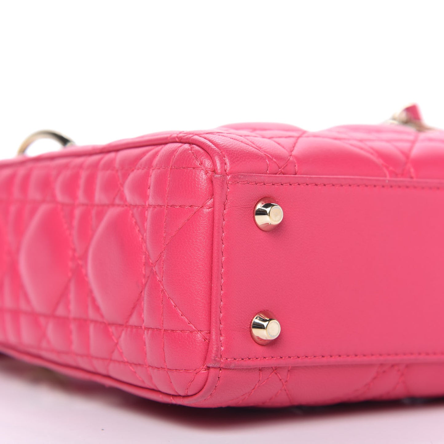 Lambskin Cannage Mini Lady Dior Fuchsia
