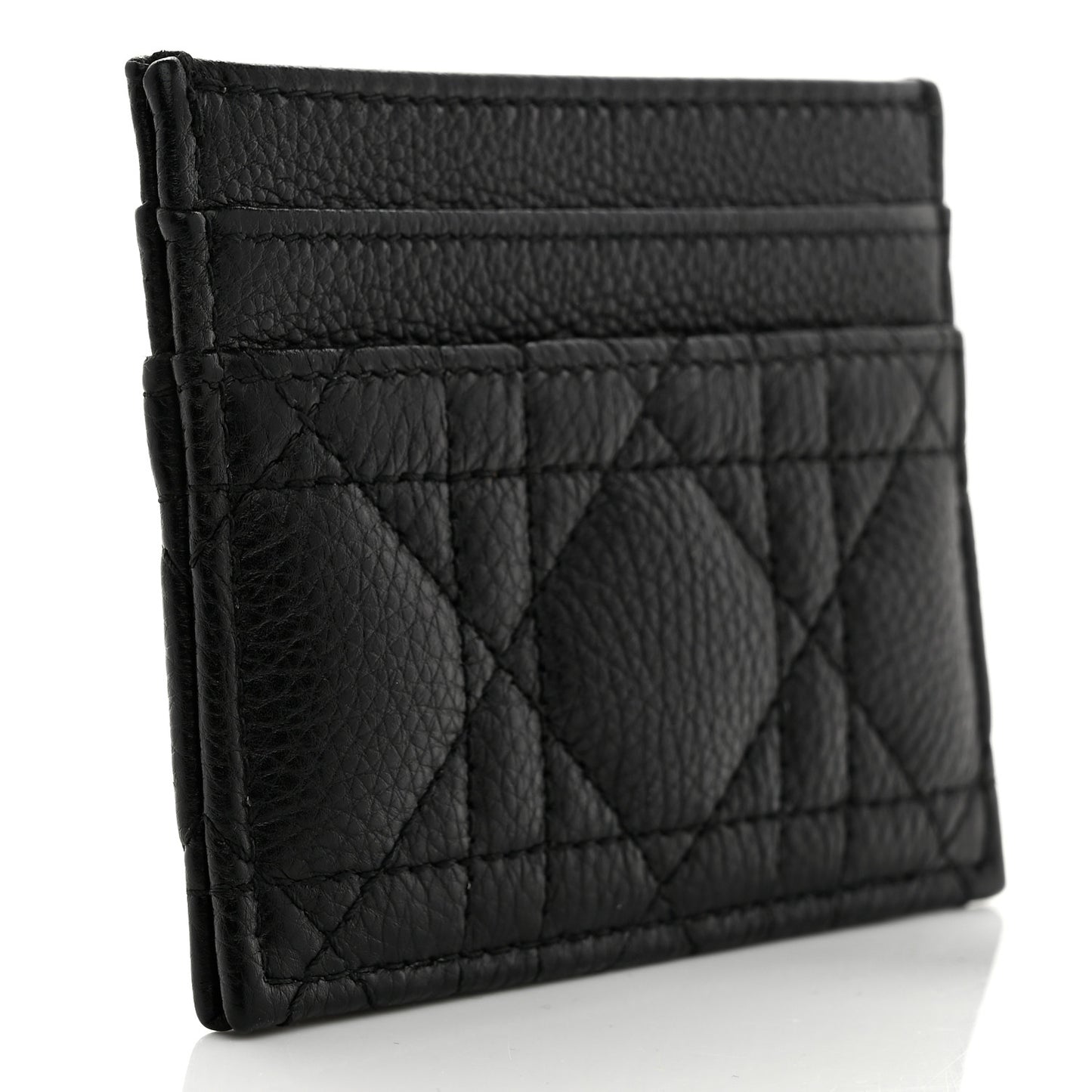 Supple Calfskin Cannage Caro Freesia Card Holder Black