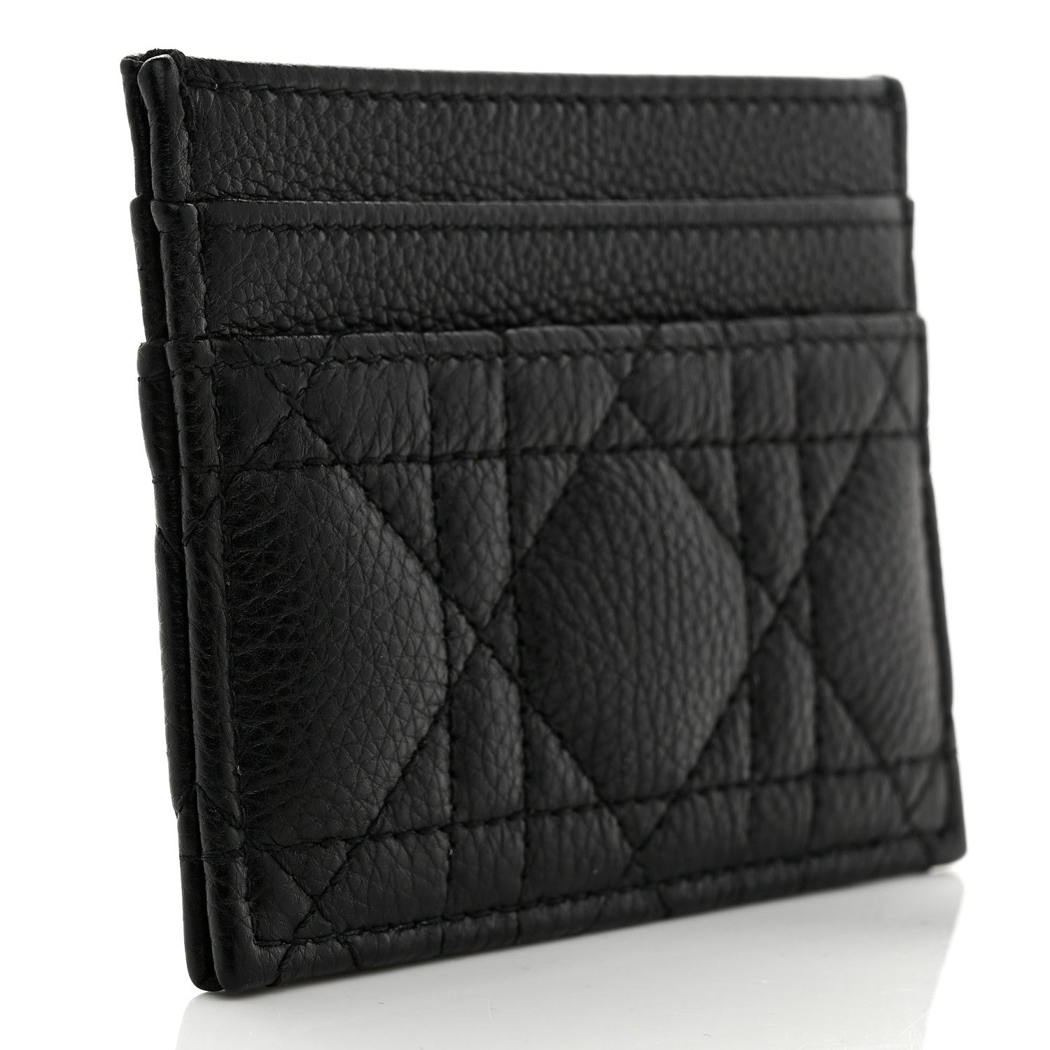 Christian Dior Supple Calfskin Cannage Caro Freesia Card Holder Black 3 of 8