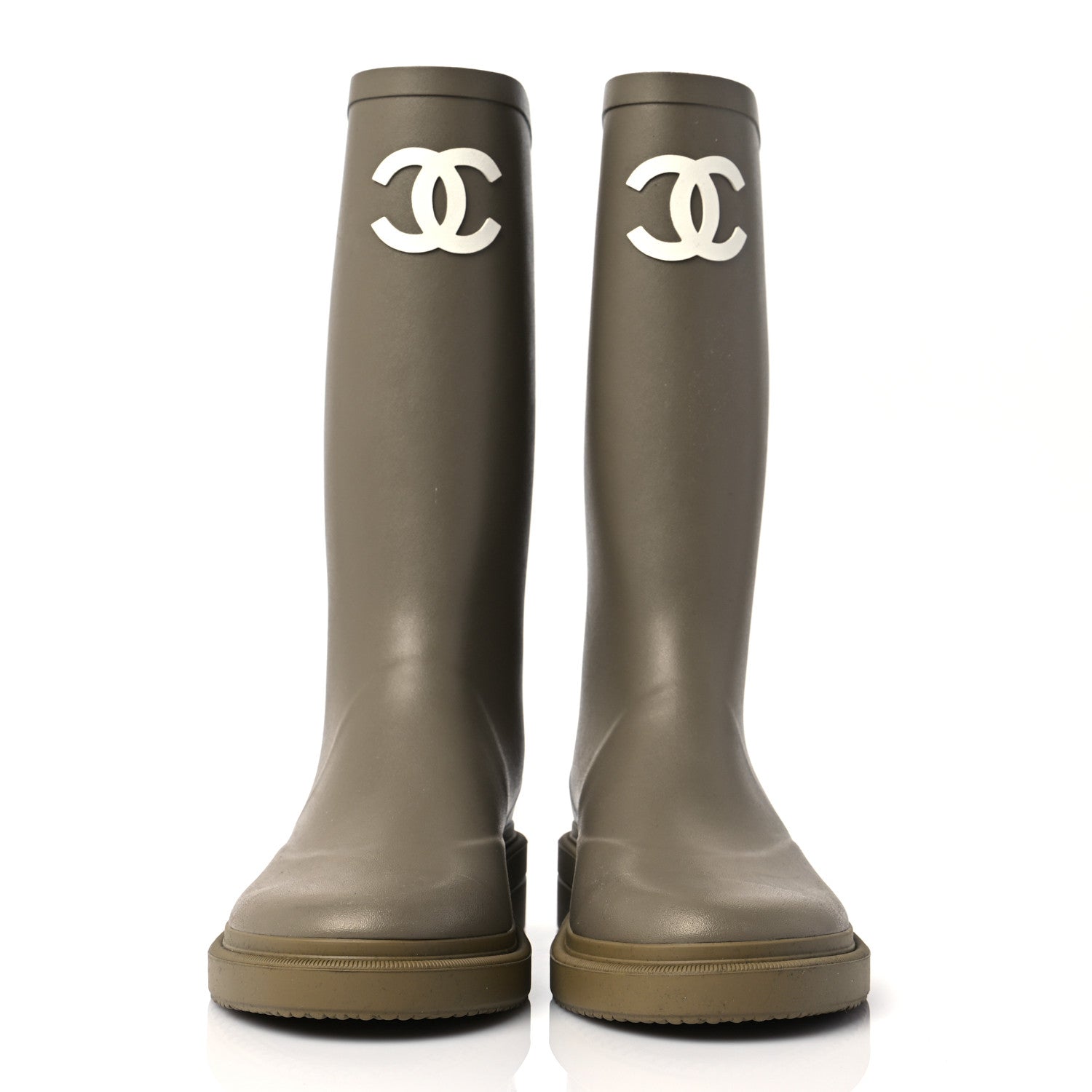 Chanel Caoutchouk CC High Boots 37 Dark Beige 2 of 7