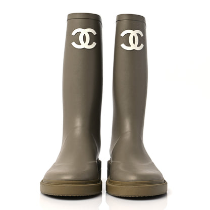 Chanel Caoutchouk CC High Boots 37 Dark Beige 2 of 7