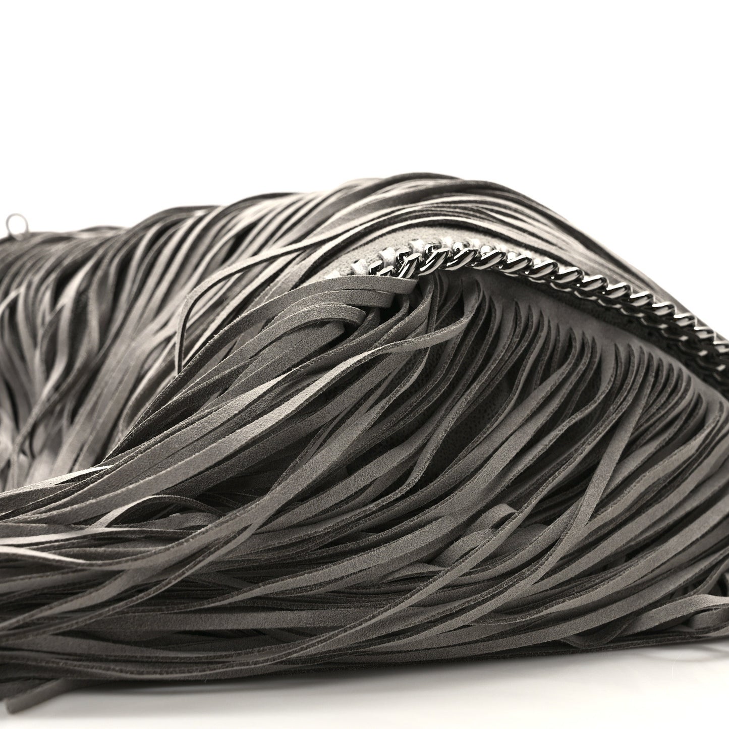 Shaggy Deer Fringe Mini Falabella Tote Grey