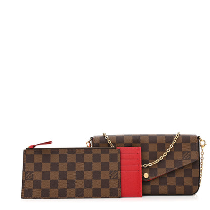 Louis Vuitton Damier Ebene Pochette Felicie Chain Wallet 1 of 12