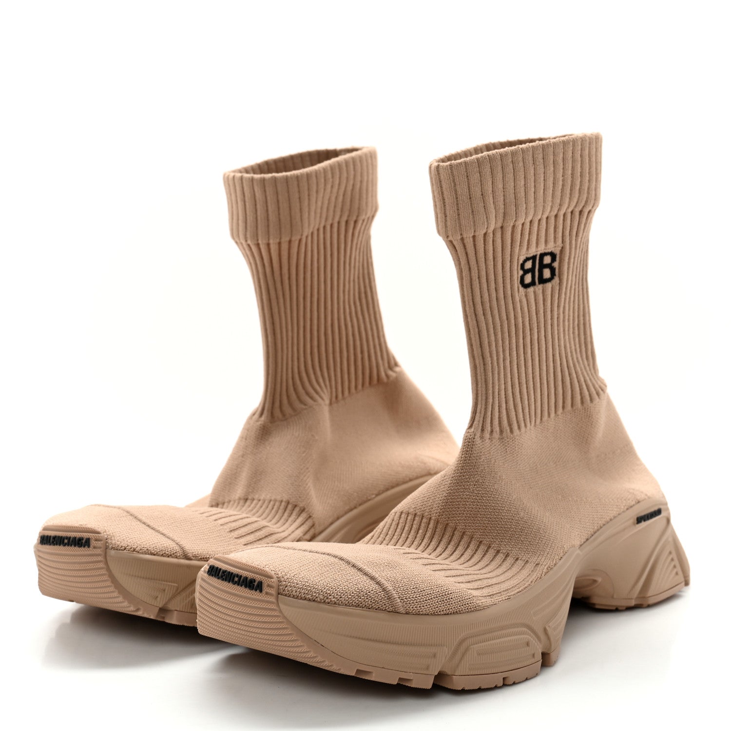 Balenciaga Technical Ribbed 3D Recycled Knit Womens Speed 3.0 Sneakers 38 Monocolor Beige 3 of 8