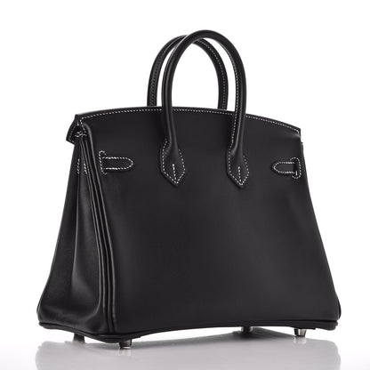 Hermes Swift Horseshoe Birkin 25 Black White 3 of 35