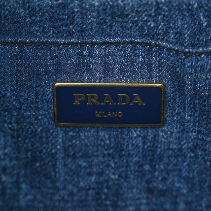 Prada Denim Small Logo Tote Bleu 6 of 10