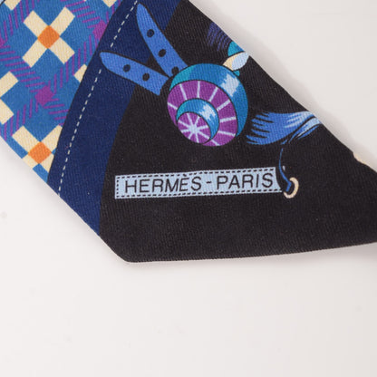 Hermes Silk Voitures Nouvelles Twilly Bleu Roy Canard Black 5 of 5