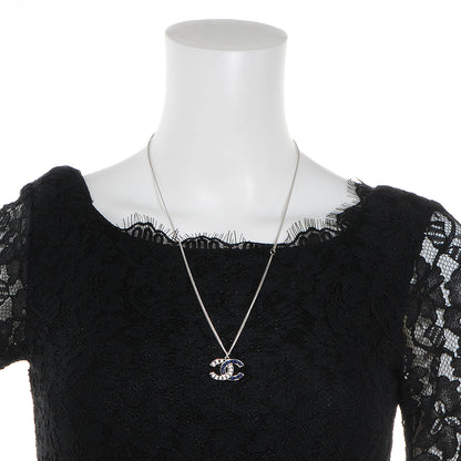 Chanel Pearl Beaded CC Necklace Silver White Blue 2 of 4