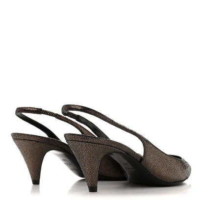 Saint Laurent Evora Charlotte 55 Slingback Pumps 38.5 Gunmetal 5 of 10