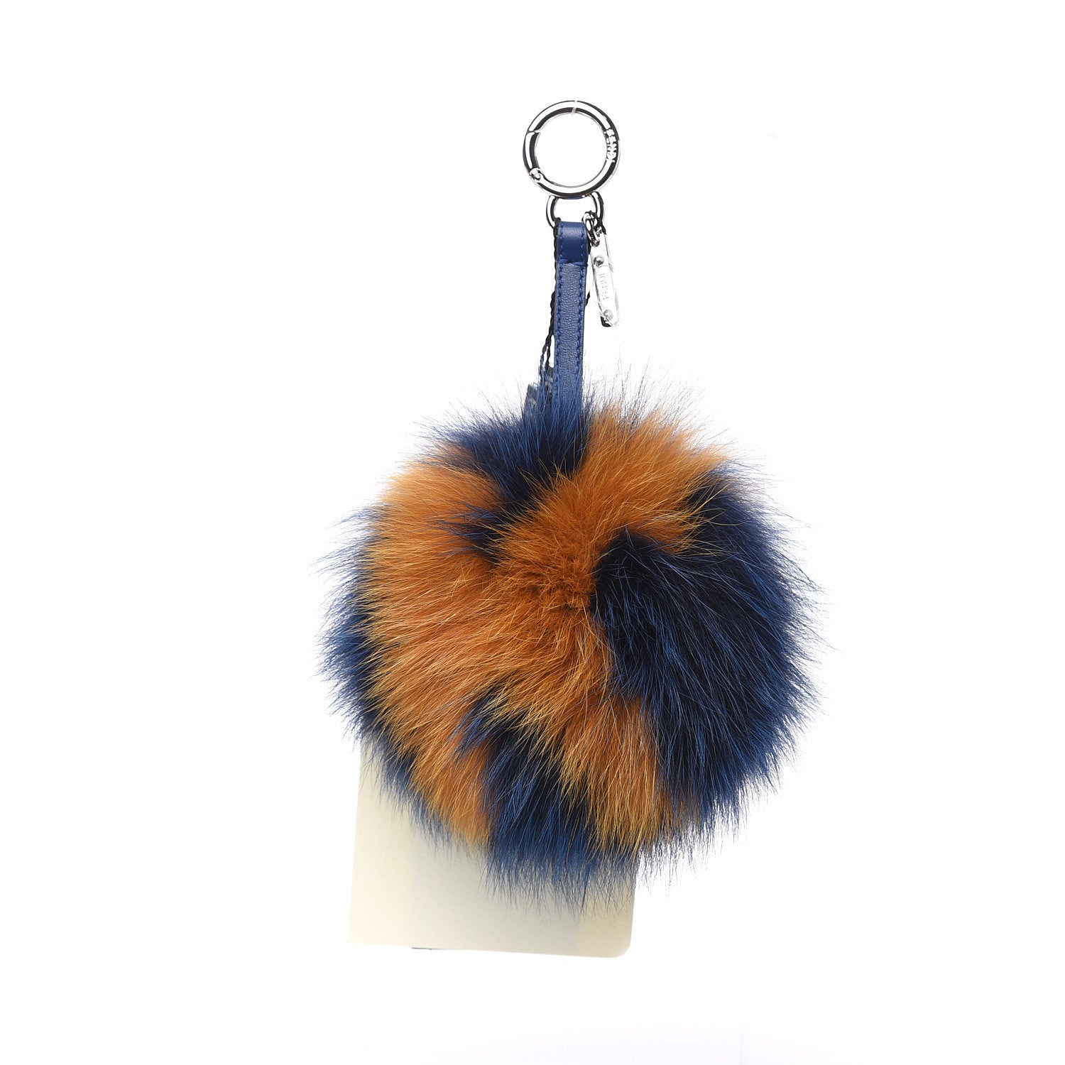 Fendi Fox Fur Shiny Nappa Bi-Color K ABCharm Bag Charm Blue Curry 1 of 4