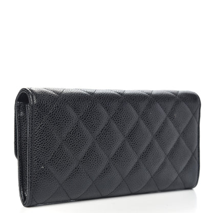 Chanel Caviar Quilted Large Gusset Flap Wallet Black 3 of 9