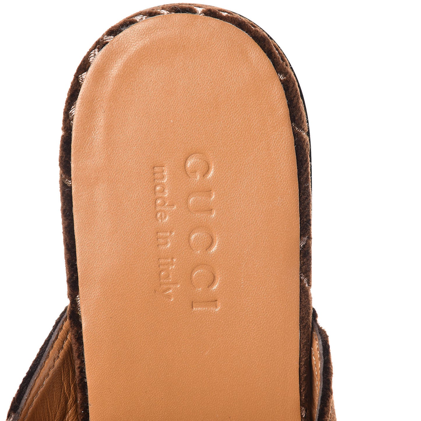 Velvet GG Monogram Mens Princetown Slippers 7 Brown