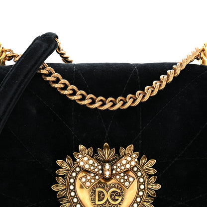 Dolce & Gabbana Velvet Medium Devotion Crossbody Bag Black 7 of 12