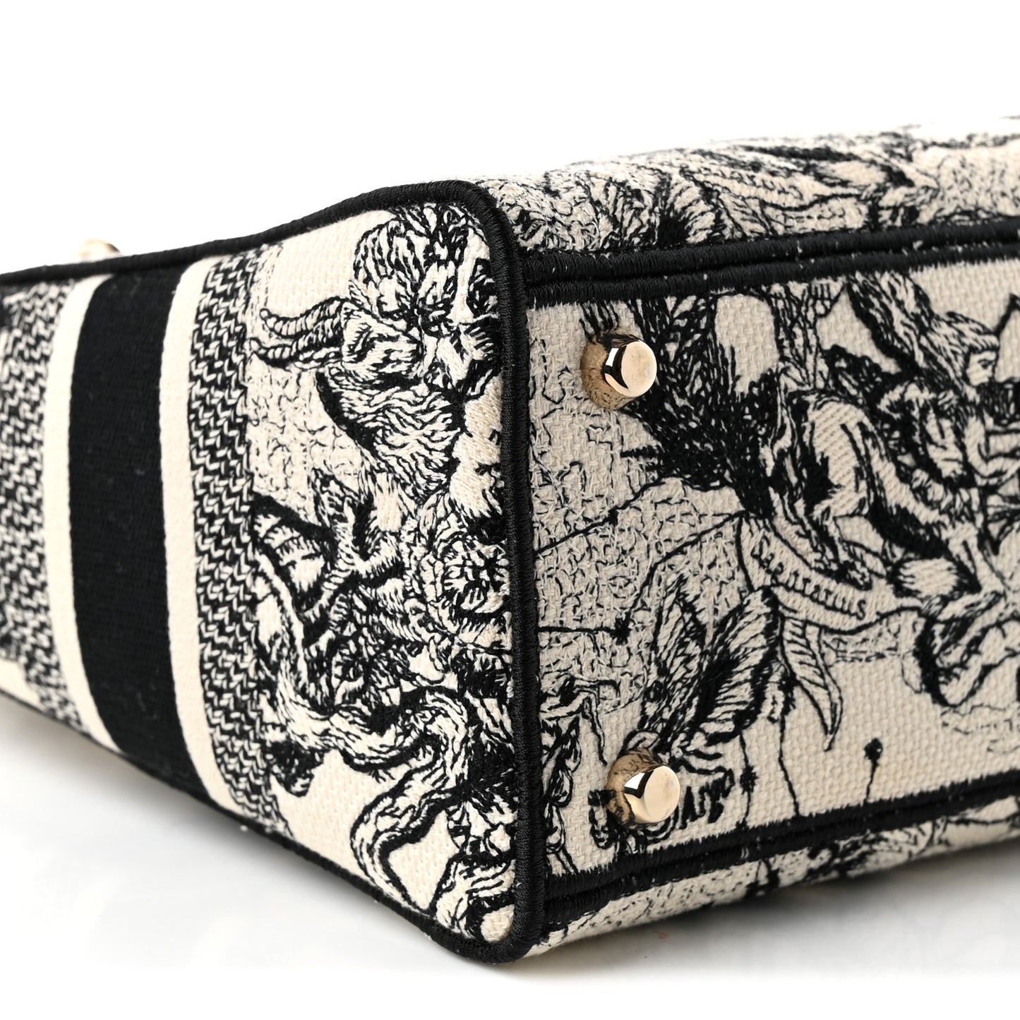 Canvas Embroidered Zodiac Toile De Jouy Medium Lady D-Lite Latte