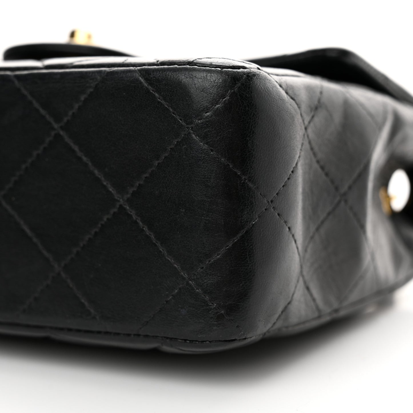Lambskin Quilted Mini Square Flap Black