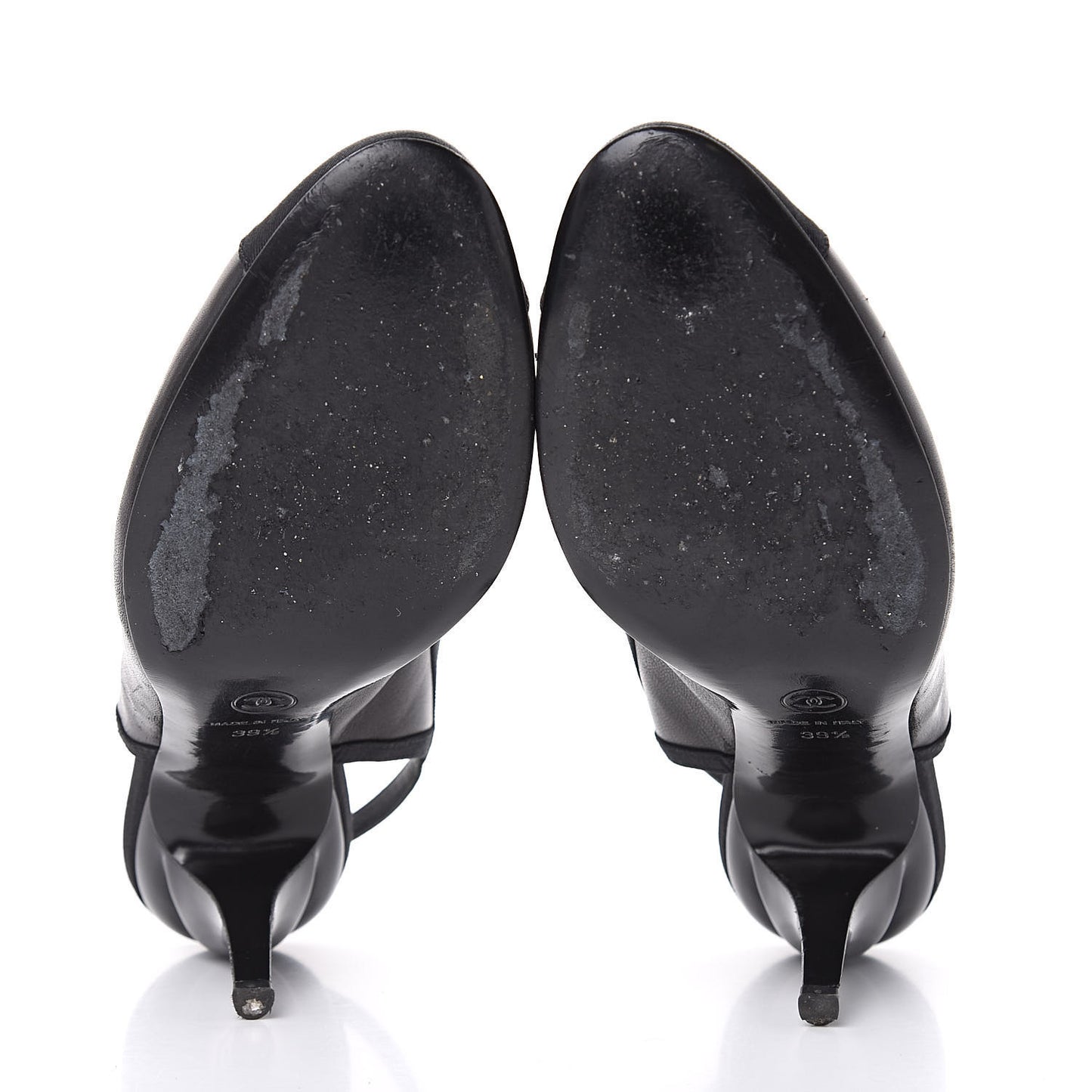Lambskin Grosgrain Cap Toe CC Slingback Pumps 39.5 Black