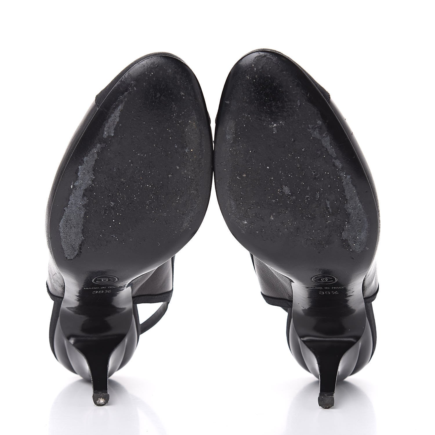 Chanel Lambskin Grosgrain Cap Toe CC Slingback Pumps 39.5 Black 5 of 10