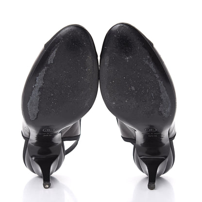 Chanel Lambskin Grosgrain Cap Toe CC Slingback Pumps 39.5 Black 5 of 10