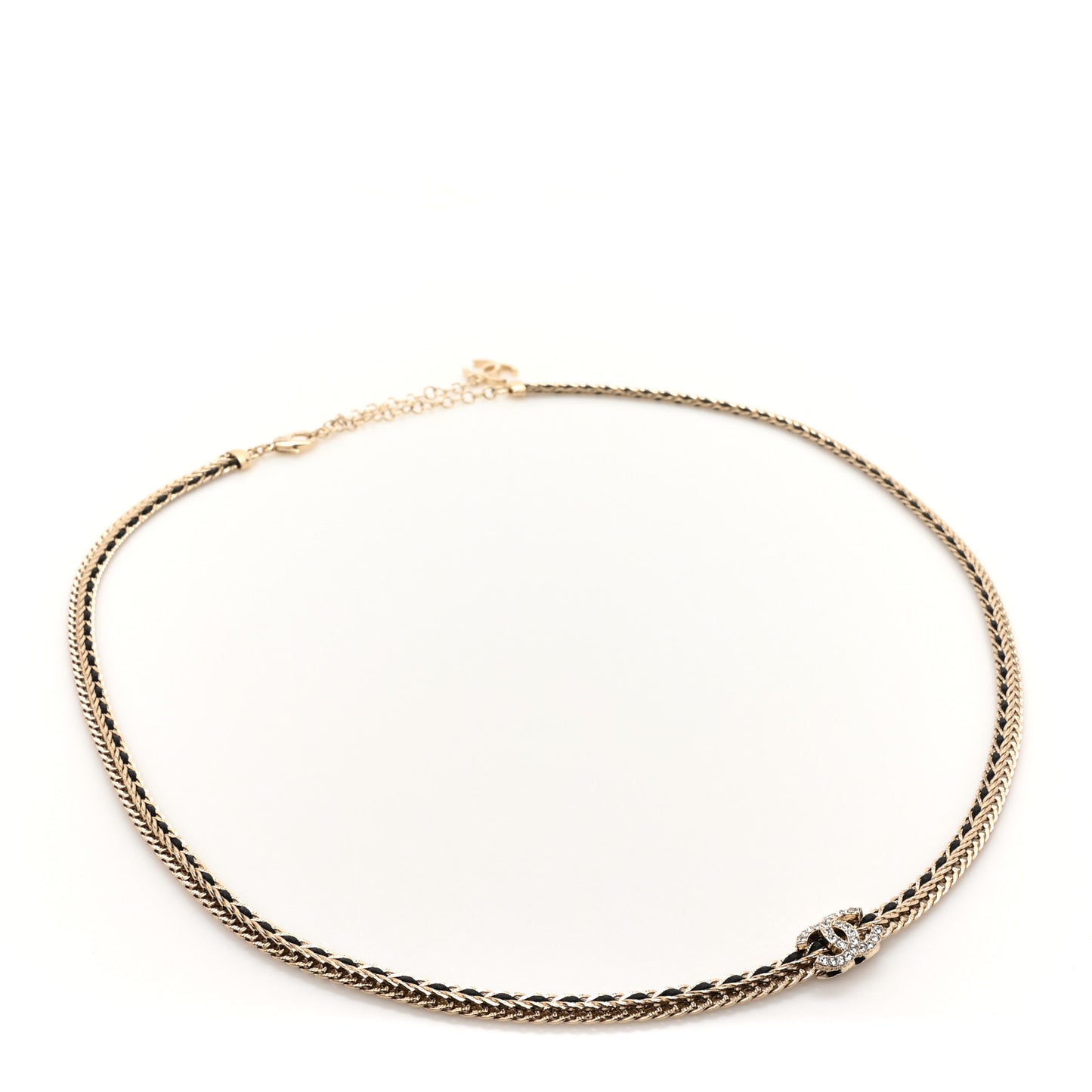 Lambskin Crystal Chain CC Fancy Belt 75 30 Gold Black