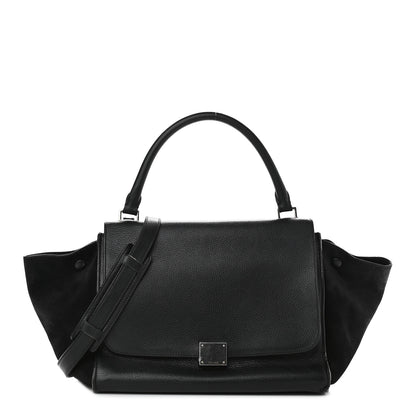 Celine Drummed Calfskin Suede Large Trapeze Black 1 of 15