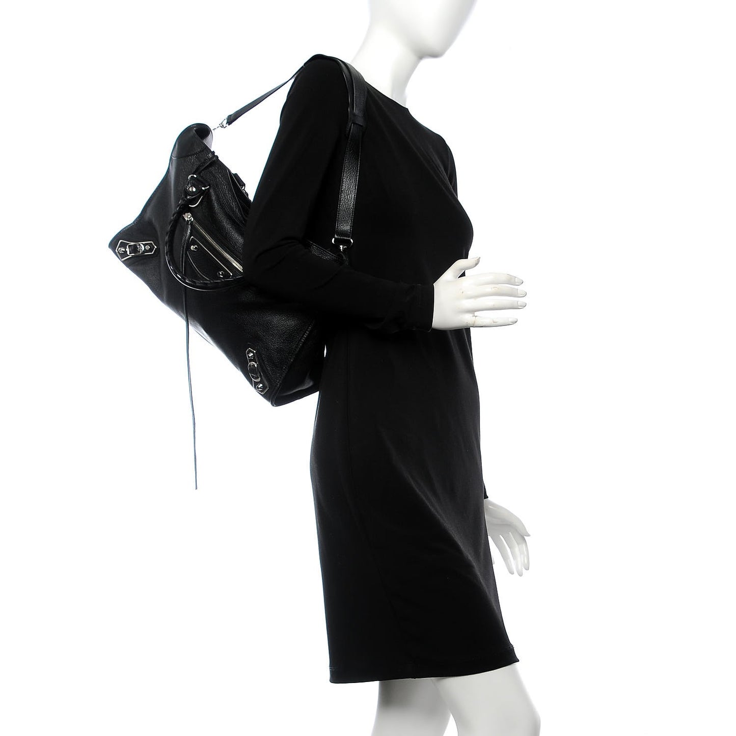 Chevre Silver Metallic Edge Hardware City Black