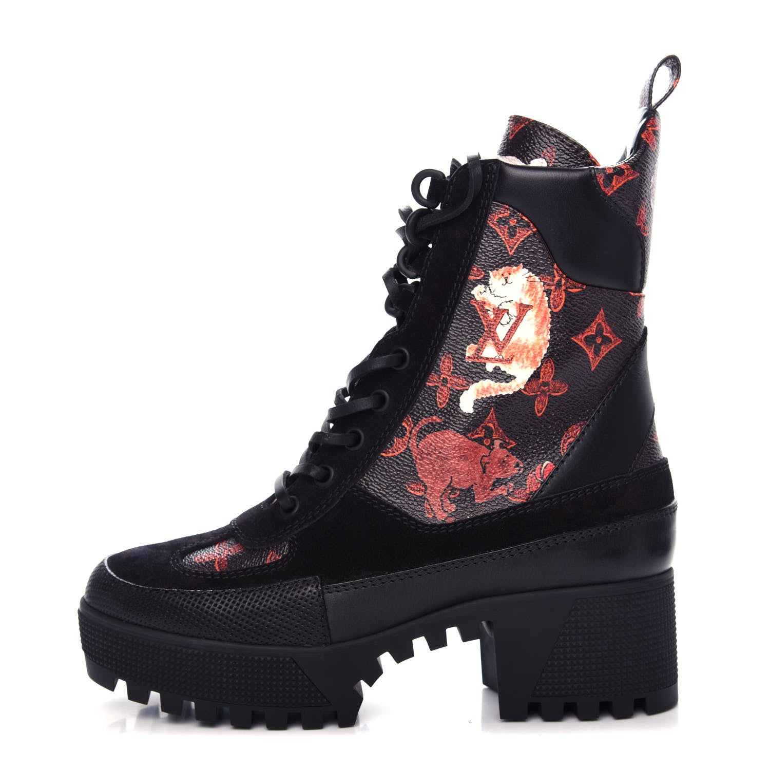 Louis Vuitton Suede Calfskin Catogram Laureate Platform Desert Boots 36 Black Marron 1 of 11