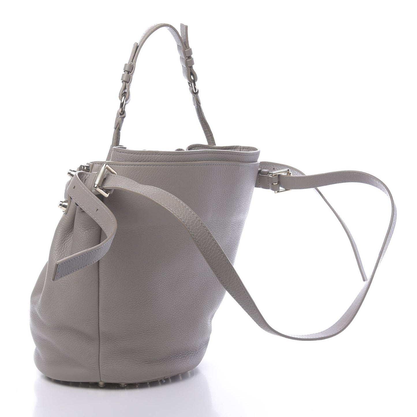 Pebbled Lambskin Diego Bucket Bag Oyster Pale Gold Hardware