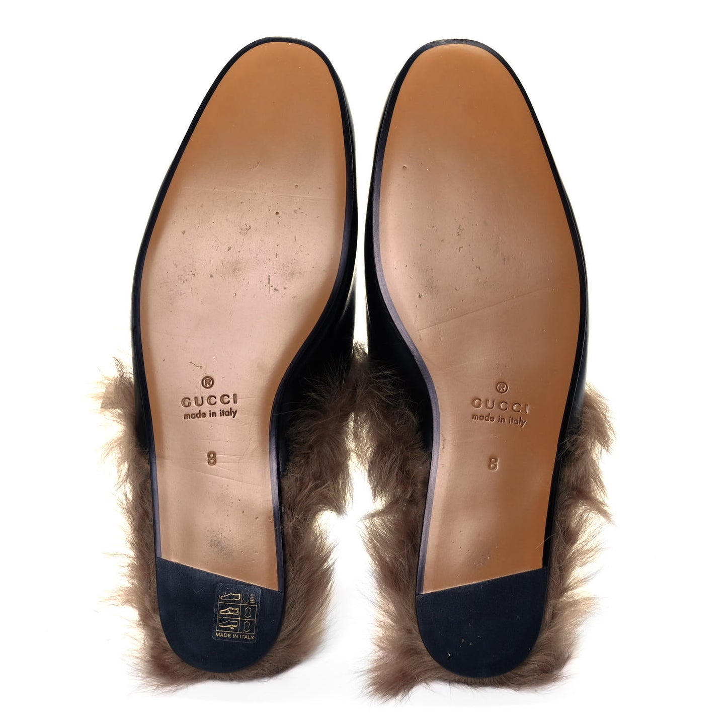 Calfskin Fur Dragon UFO Embroidered Mens Princetown Slippers 8 Black