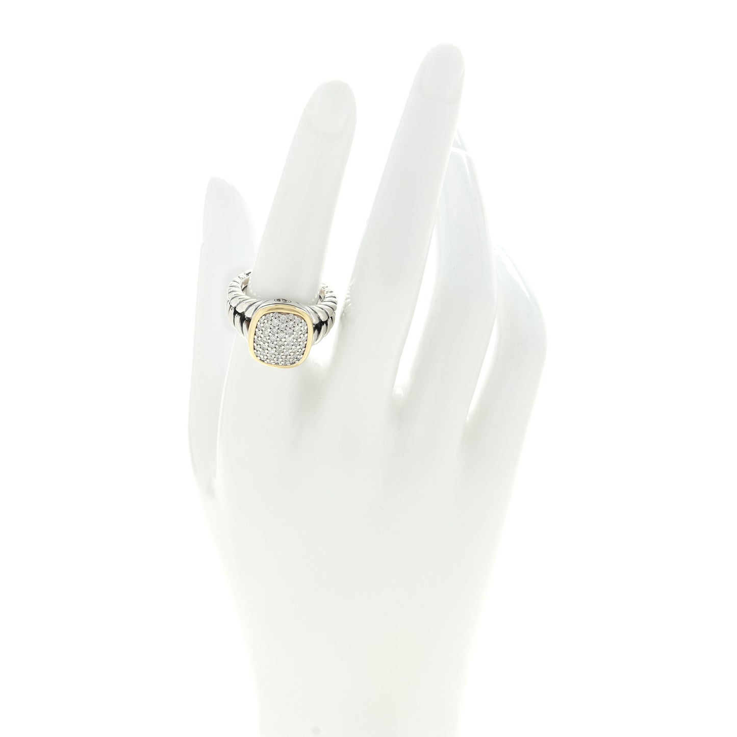 Sterling Silver 18K Yellow Gold Diamond 15mm Albion Statement Ring 54 7
