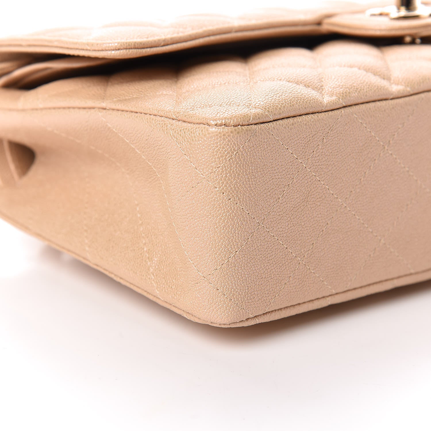 Chanel Iridescent Caviar Quilted Medium Double Flap Beige 9 of 10