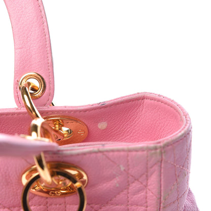 Christian Dior Grained Calfskin Cannage Medium Lady Dior Pink 9 of 22