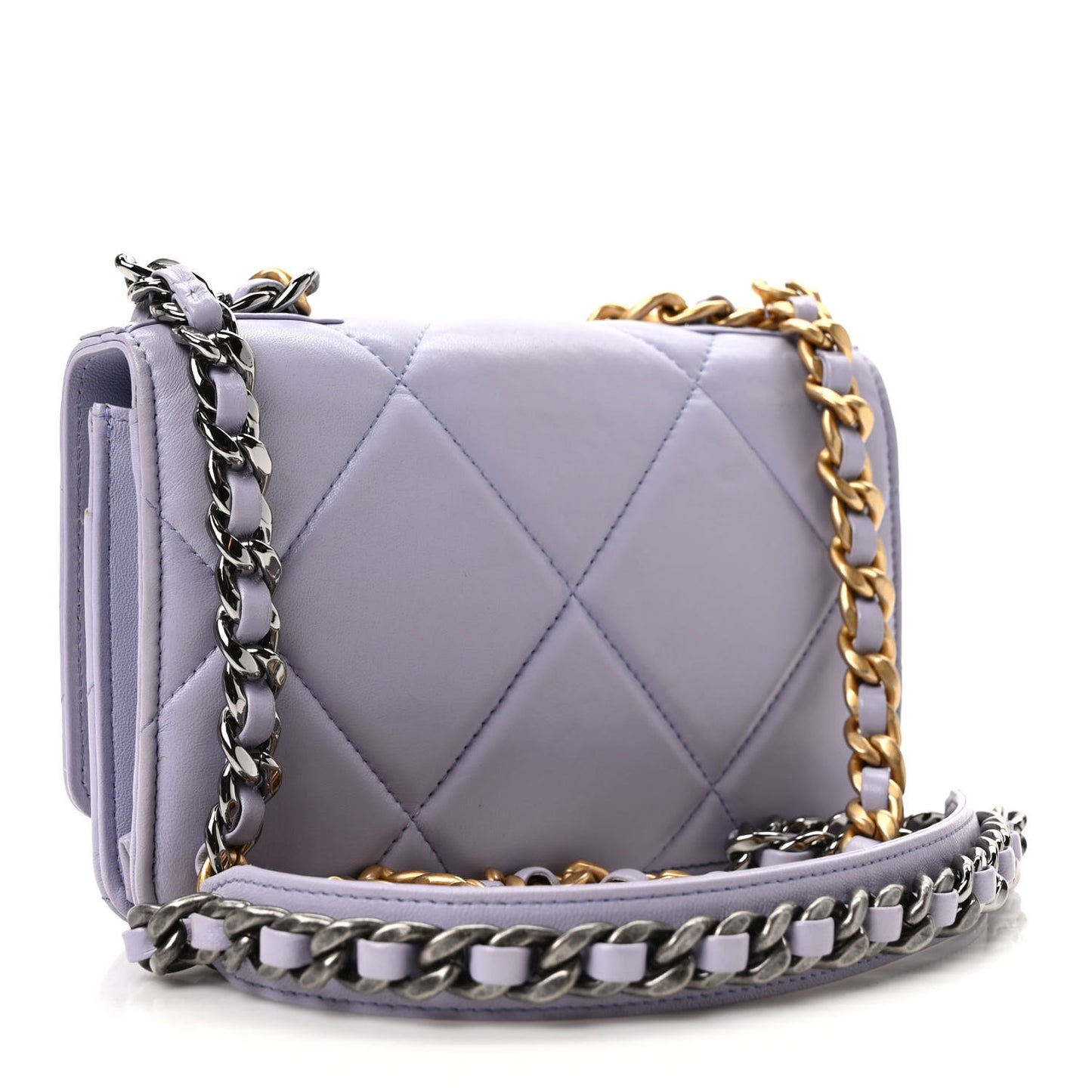 Quilted Chanel 19 Wallet On Chain WOC Light Purple
