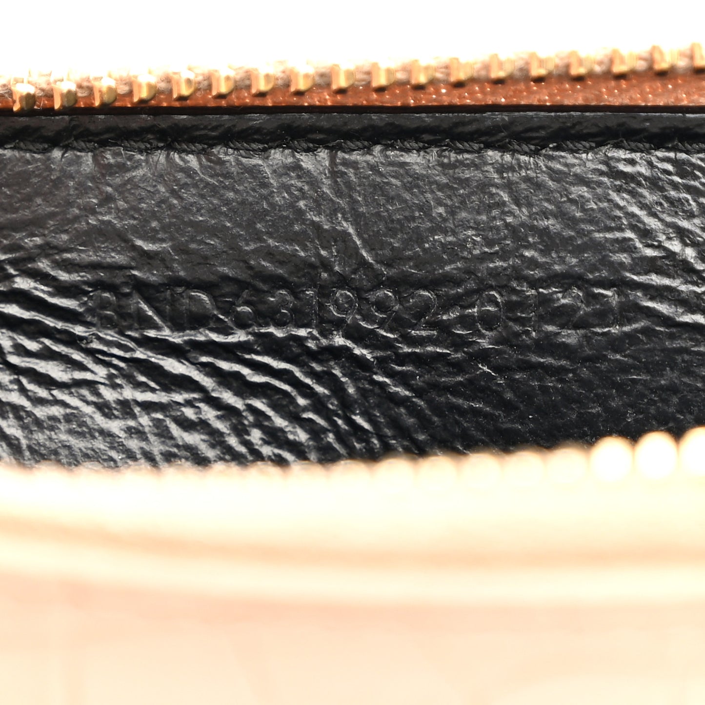 Calfskin Crocodile Embossed 5 Fragments Zip Pouch Card Holder Dark Beige