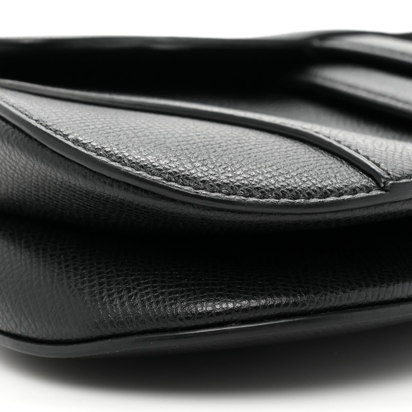 Grained Calfskin Mini Saddle Bag Black
